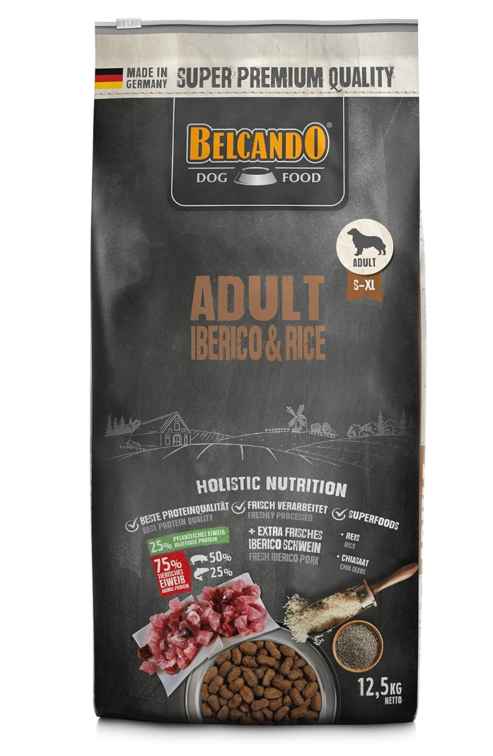 BELCANDO Adult Iberico & Rice [12.5 kg] Dog Food, Dry Food for Dogs, Complete Food for Adult Dogs of All Breeds from 1 Year