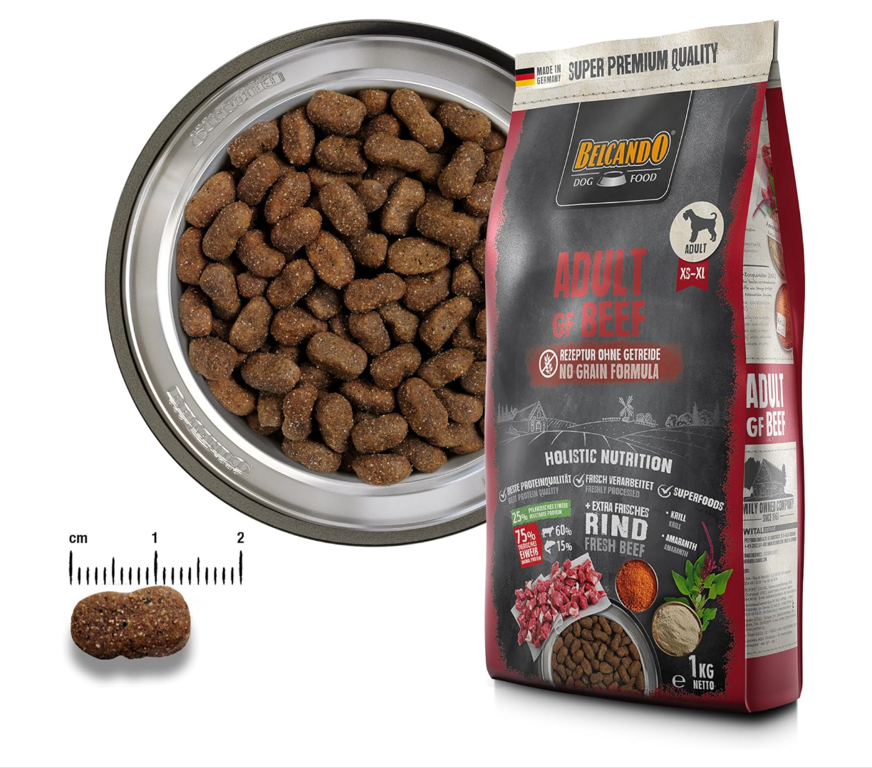 BELCANDO Adult GF Beef [12.5 kg] Grain-Free Dog Food, Dry Food without Grain with Beef, Complete Food for Adult Dogs from 1 Year