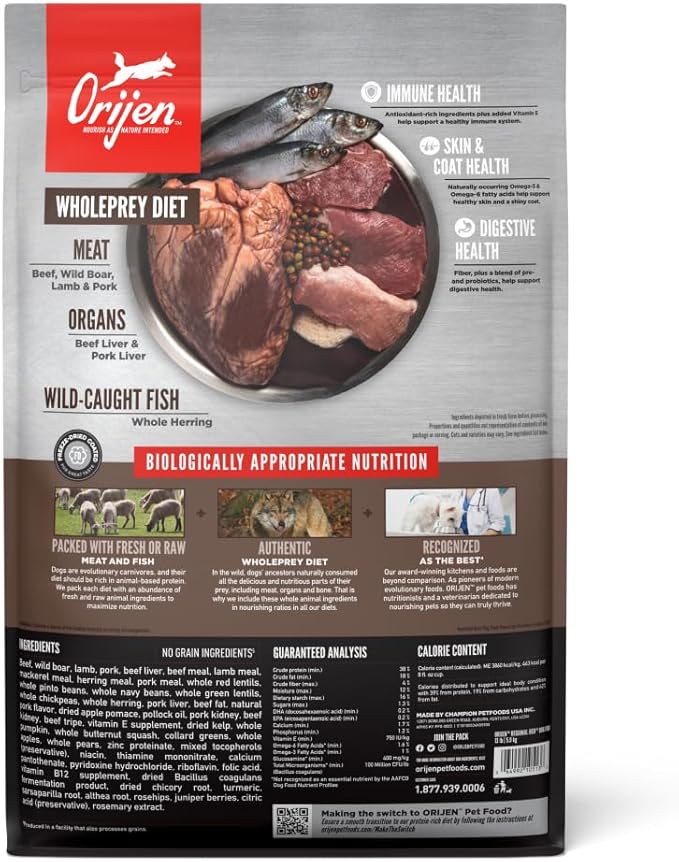ORIJEN Grain Free Poultry Free High Protein Dry Dog Food Regional Red Recipe