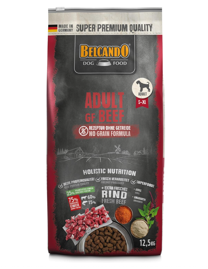 BELCANDO Adult GF Beef [12.5 kg] Grain-Free Dog Food, Dry Food without Grain with Beef, Complete Food for Adult Dogs from 1 Year