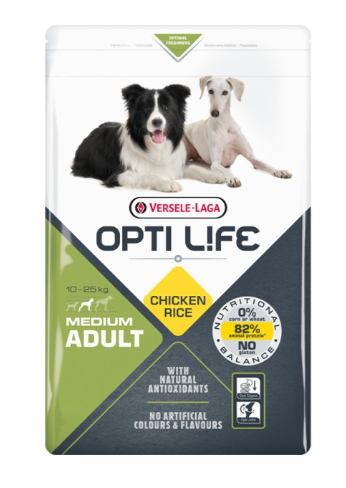 Versele-Laga OPTI LIFE 12.5 KG Adult Medium schmackhaftes Hundefutter für mittelgroße Rassen