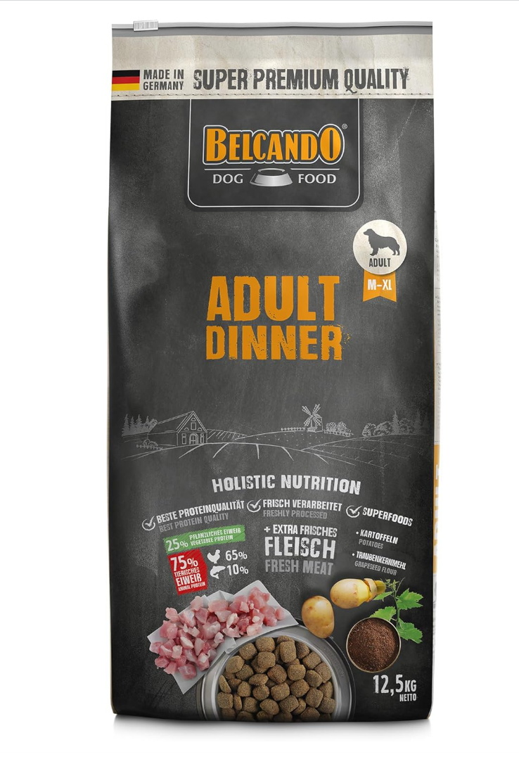BELCANDO Adult Dinner [12.5 kg] Dog Food | Dry Dog Food | Complete Nutrition for Adult Dogs of All Breeds Aged 1 Year and Older