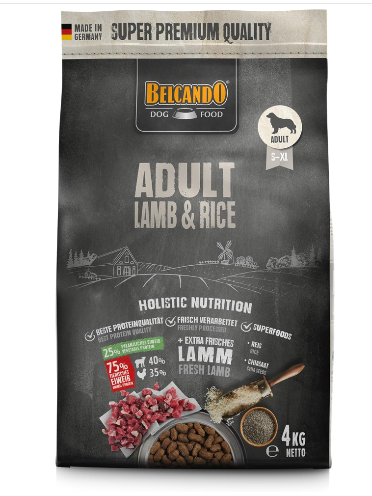 BELCANDO Adult Lamb & Rice [12.5 kg] Dog Food, Dry Food with Lamb for Sensitive Dogs, Complete Food for Adult Dogs from 1 Year
