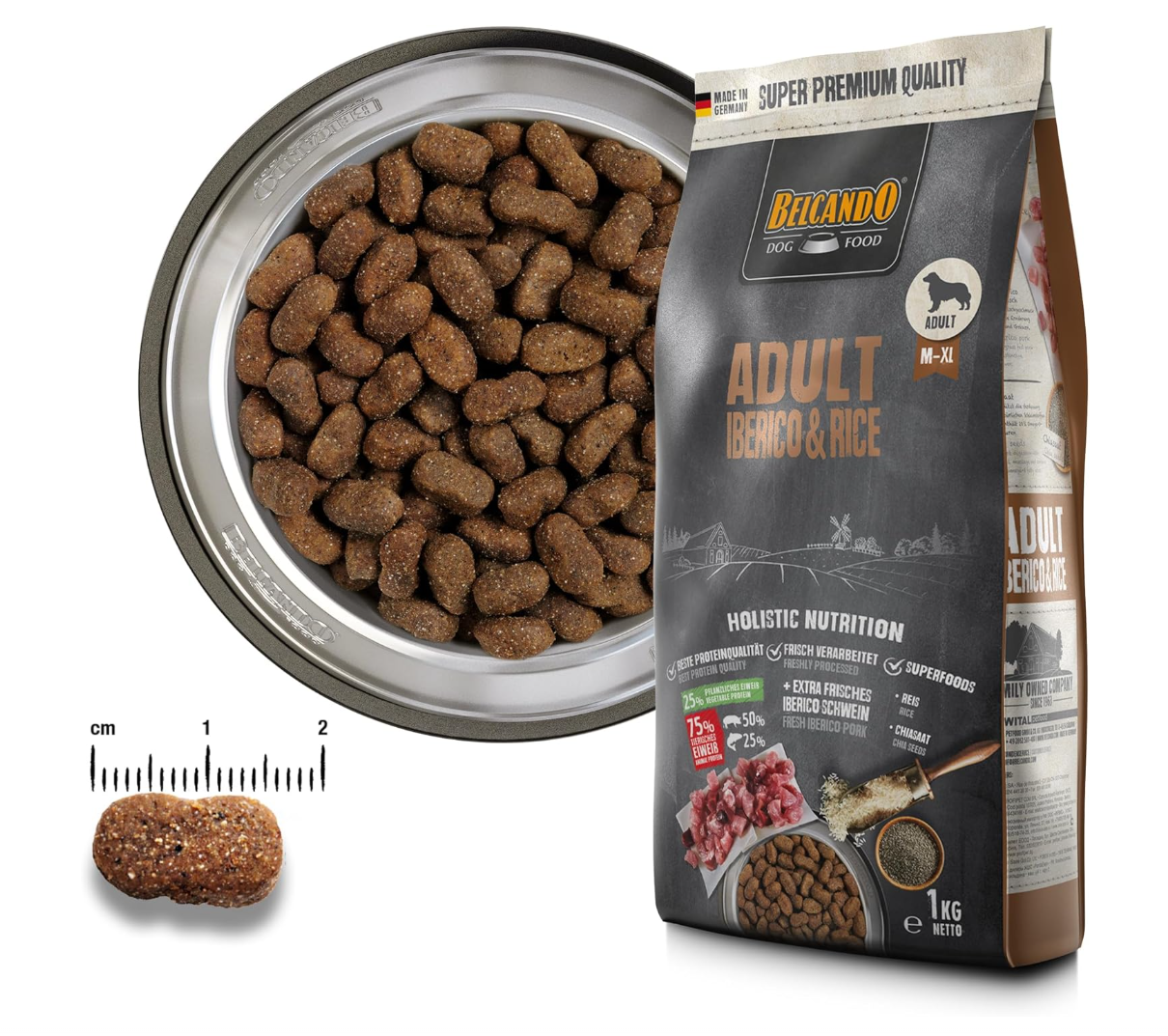 BELCANDO Adult Iberico & Rice [12.5 kg] Dog Food, Dry Food for Dogs, Complete Food for Adult Dogs of All Breeds from 1 Year