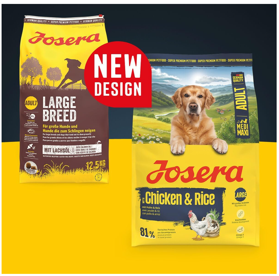 JOSERA Adult Large Chicken & Rice (12.5 kg) Premium Dry Food for Adult Large Breed Dogs with Salmon Oil, Gluten-Free, Valuable Fatty Acids, XL Kibble, Against Obesity